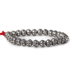 8mm Antiqued Sterling Silver plated Copper Bead Round Dot Design 8 inch 28 pcs (ONLINE ORDER ONLY)
