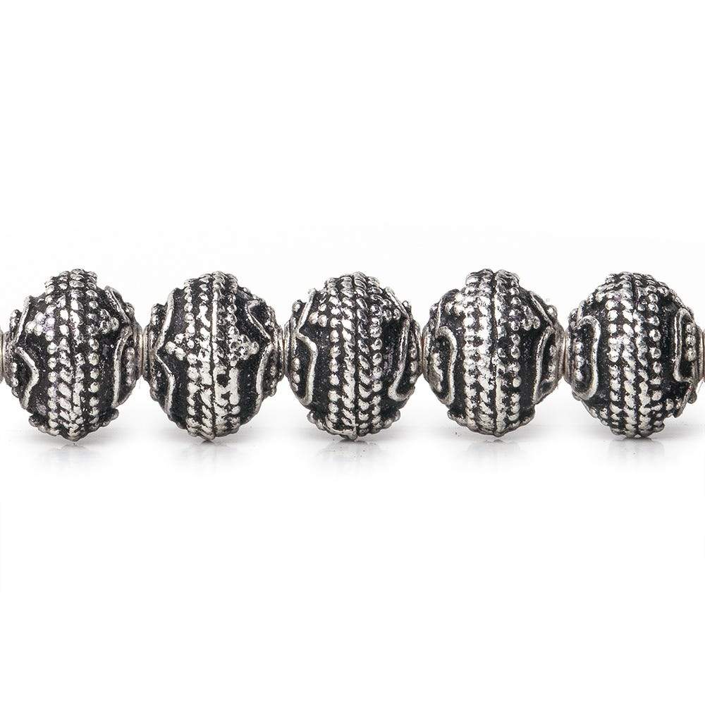 8mm Antiqued Sterling Silver Plated Copper Bead Roval, Four Leaf Tip 8 inch 28 pieces (ONLINE ORDER ONLY)