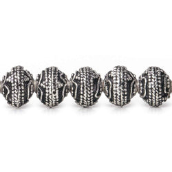 8mm Antiqued Sterling Silver Plated Copper Bead Roval, Four Leaf Tip 8 inch 28 pieces (ONLINE ORDER ONLY)