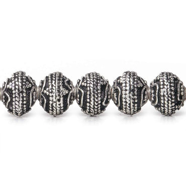 8mm Antiqued Sterling Silver Plated Copper Bead Roval, Four Leaf Tip 8 inch 28 pieces (ONLINE ORDER ONLY)