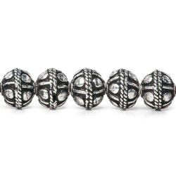 8mm Antiqued Sterling Silver Plated Copper Bead Roval, Pear Design 8 inch 28 pcs (ONLINE ORDER ONLY)