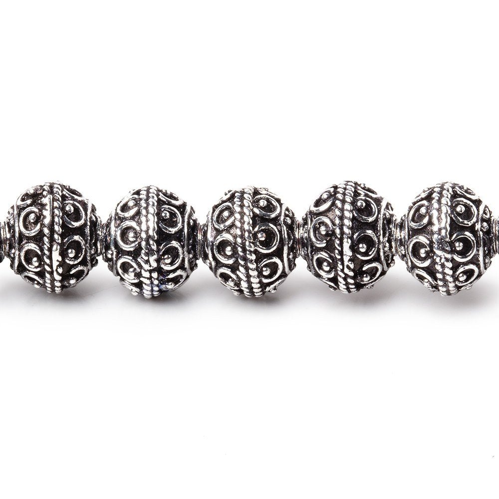 8mm Antiqued Silver Plated Copper Roval Persian Beads 8 inch 28 pieces (ONLINE ORDER ONLY)