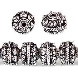 8mm Antiqued Sterling Silver plated Copper Bead Roval Sphere Design 8 inch 28 pcs (ONLINE ORDER ONLY)