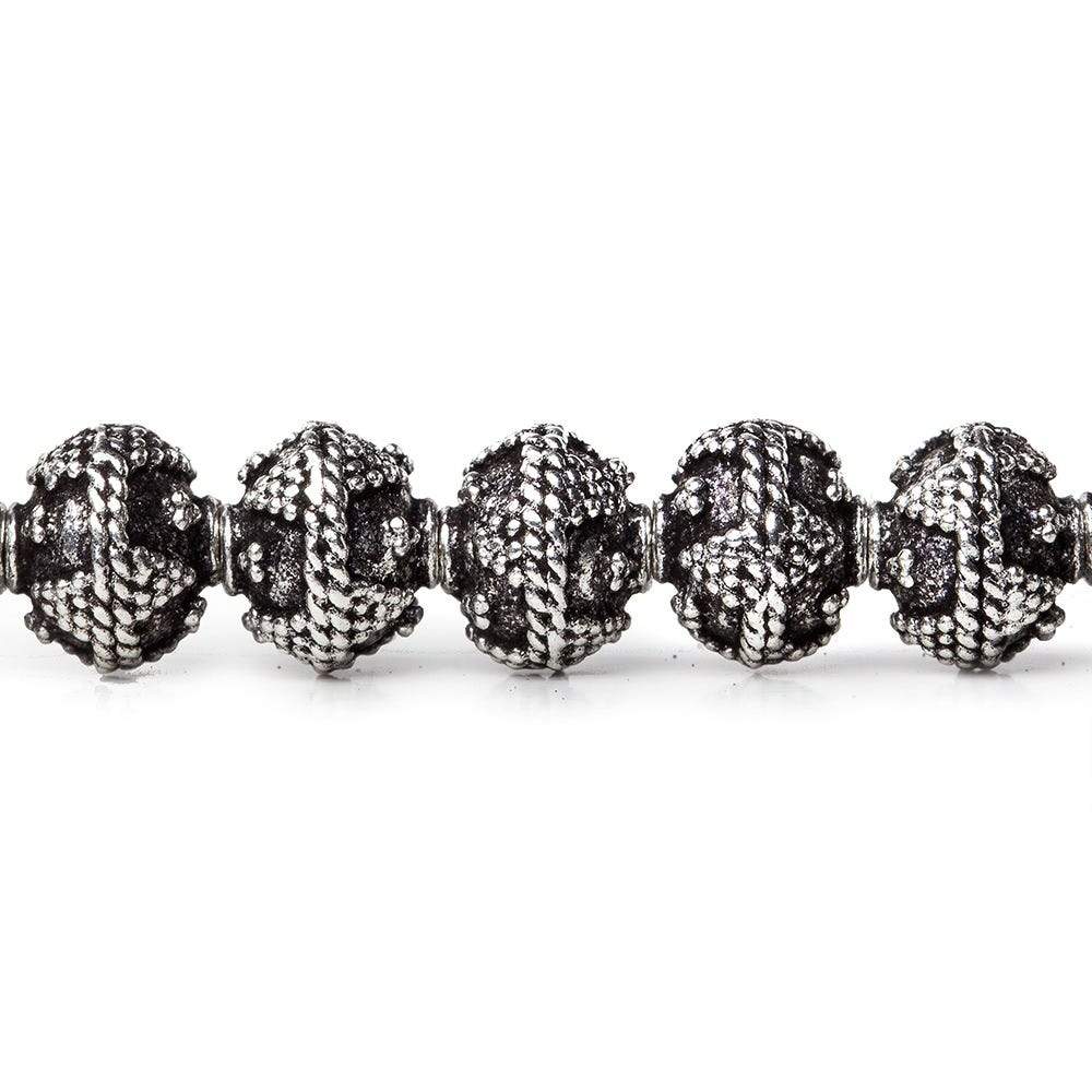 8mm Antiqued Sterling Silver plated Copper Triangle Miligrain Bead 8 in 30 pcs (ONLINE ORDER ONLY)