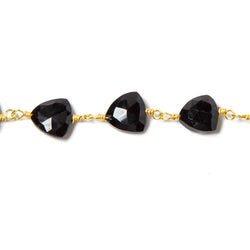 8mm Black Chalcedony triangle Gold plated Chain by the foot 22pcs (ONLINE ORDER ONLY)