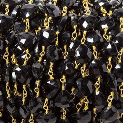 8mm Black Chalcedony triangle Gold plated Chain by the foot 22pcs (ONLINE ORDER ONLY)