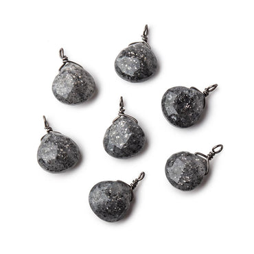 8mm Black Gold Wire Wrapped Celestial Quartz Faceted Heart 1 Focal Pendant (ONLINE ORDER ONLY)