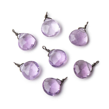 8mm Black Gold Wire Wrapped Pink Amethyst Faceted Heart 1 Focal Pendant (ONLINE ORDER ONLY)
