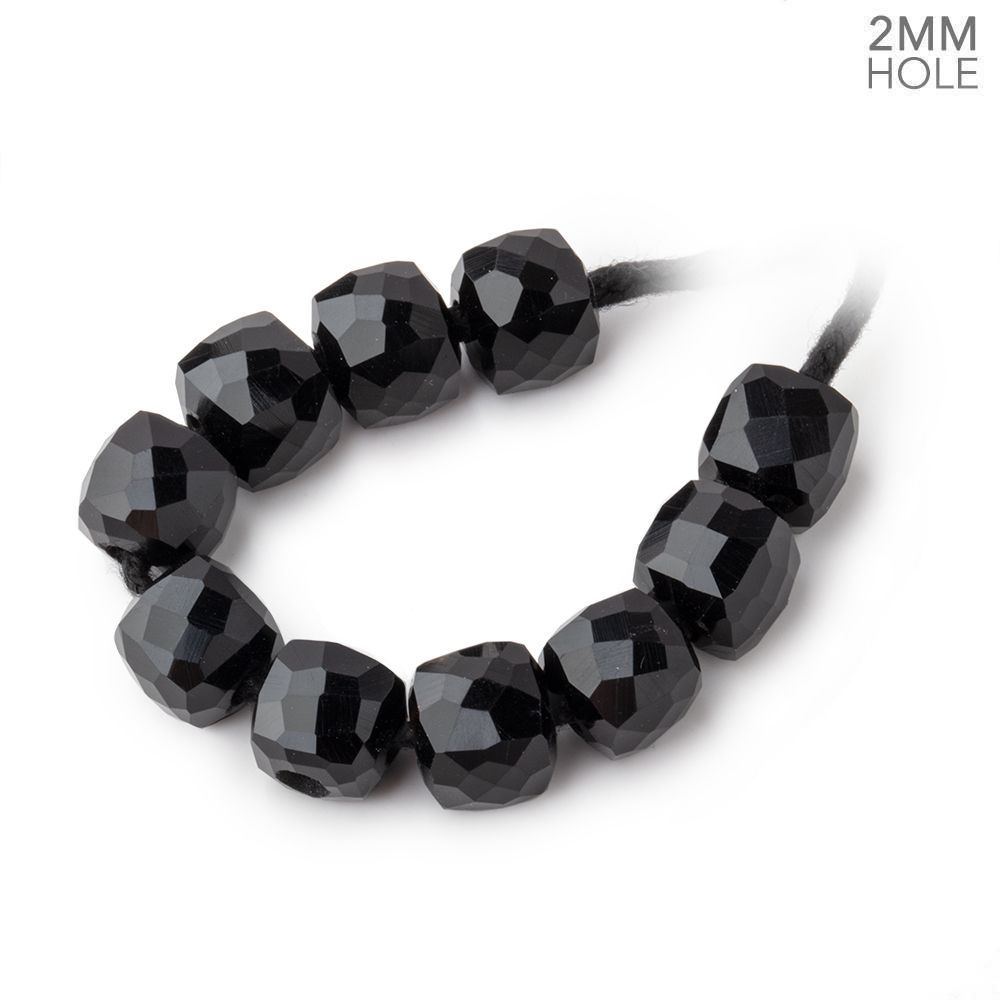 8mm Black Onyx 2mm Large Hole Faceted Cube Beads Set of 10 (ONLINE ORDER ONLY)