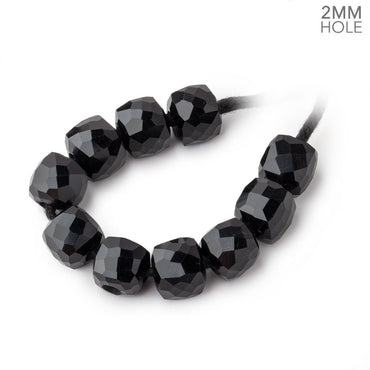 8mm Black Onyx 2mm Large Hole Faceted Cube Beads Set of 10 (ONLINE ORDER ONLY)