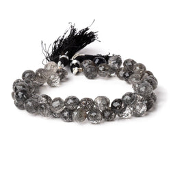 8mm Black Tourmalinated Quartz Faceted Candy Kiss Beads 8 inch 51 pieces AA (ONLINE ORDER ONLY)