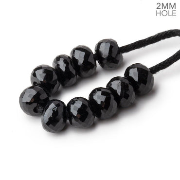 8mm Black Tourmaline 2mm Large Hole Faceted Rondelle Beads Set of 10 (ONLINE ORDER ONLY)