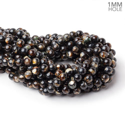 8mm Black Tourmaline in Muscovite Plain Rounds 15.5 inch 48 Beads (ONLINE ORDER ONLY)
