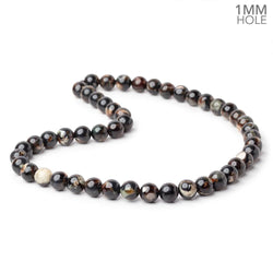 8mm Black Tourmaline in Muscovite Plain Rounds 15.5 inch 48 Beads (ONLINE ORDER ONLY)