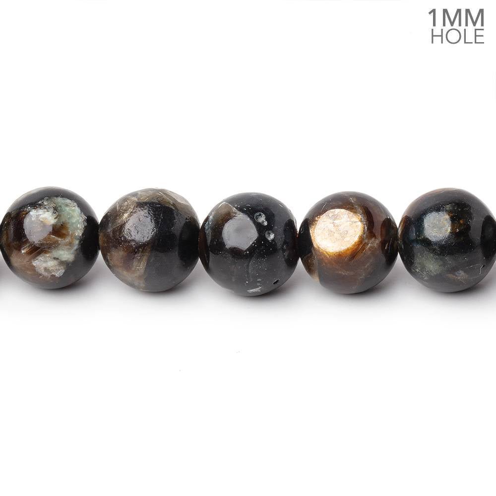 8mm Black Tourmaline in Muscovite Plain Rounds 15.5 inch 48 Beads (ONLINE ORDER ONLY)