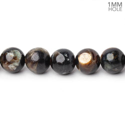 8mm Black Tourmaline in Muscovite Plain Rounds 15.5 inch 48 Beads (ONLINE ORDER ONLY)