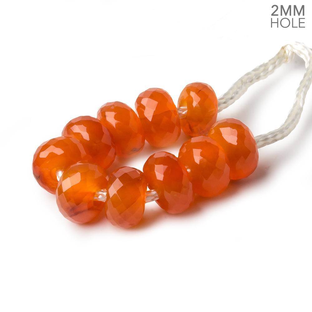 8mm Carnelian 2mm Large Hole Faceted Rondelle Bead Set of 10 (ONLINE ORDER ONLY)
