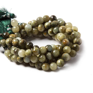 8mm Cat's Eye Green Quartz faceted round beads 8 inch 24 pieces (ONLINE ORDER ONLY)