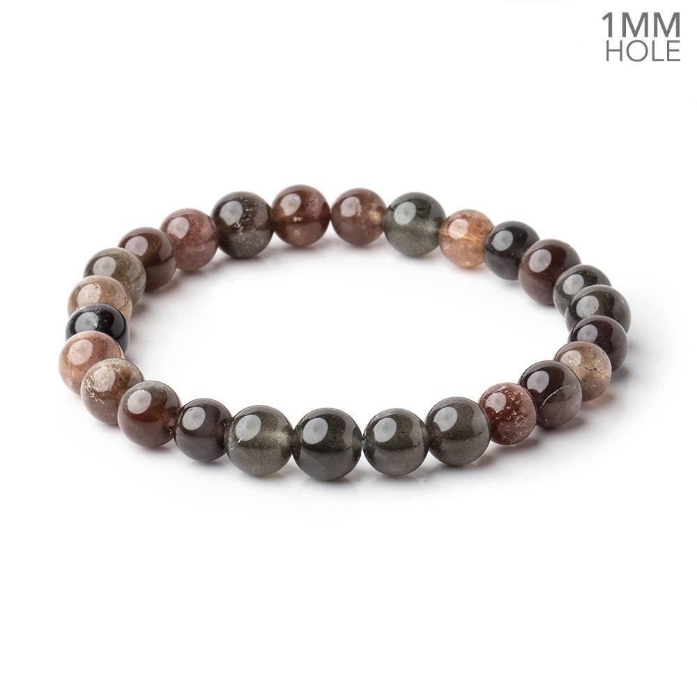 8mm Cat's Eye Scapolite Plain Rounds 7 inch 25 Beads with 1mm Hole (ONLINE ORDER ONLY)