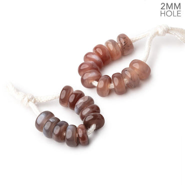 8mm Chocolate Moonstone 2mm Large Hole Plain Rondelle Set of 10 (ONLINE ORDER ONLY)
