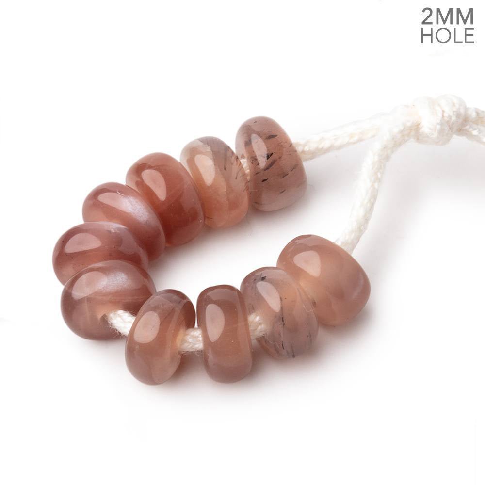 8mm Chocolate Moonstone 2mm Large Hole Plain Rondelle Set of 10 (ONLINE ORDER ONLY)