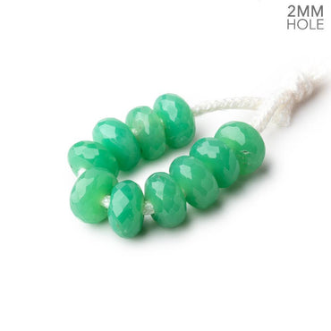 8mm Chrysoprase 2mm Large Hole Faceted Rondelle Bead Set of 10 (ONLINE ORDER ONLY)