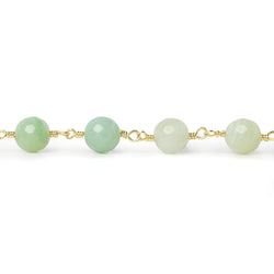 8mm Citrus Green Banded Agate plain round Gold Chain by the foot 19 pieces (ONLINE ORDER ONLY)