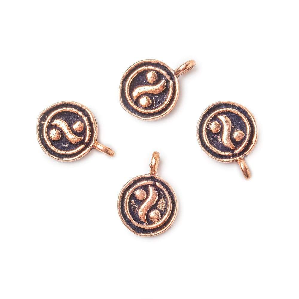 8mm Copper Charm Yin Yang Symbol Set of 4 (ONLINE ORDER ONLY)