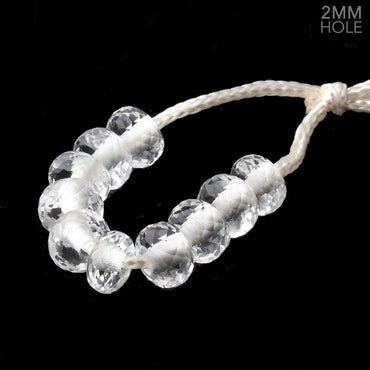 8mm Crystal Quartz 2mm Large Hole Faceted Rondelle Bead Set of 10 (ONLINE ORDER ONLY)