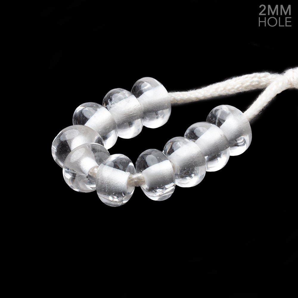 8mm Crystal Quartz 2mm Large Hole Plain Rondelle Set of 10 (ONLINE ORDER ONLY)
