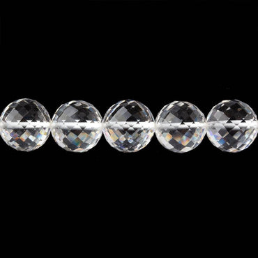 8mm Crystal Quartz Faceted Round Beads 16 inch 51 pieces (ONLINE ORDER ONLY)