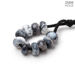 8mm Dendritic Opal 2mm Large Hole Plain Rondelle Set of 10 (ONLINE ORDER ONLY)