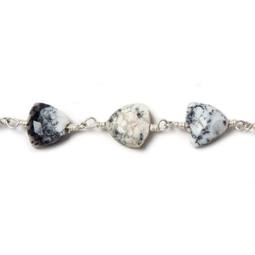 8mm Dendritic Opal triangle Silver plated Chain by the foot 22pcs (ONLINE ORDER ONLY)