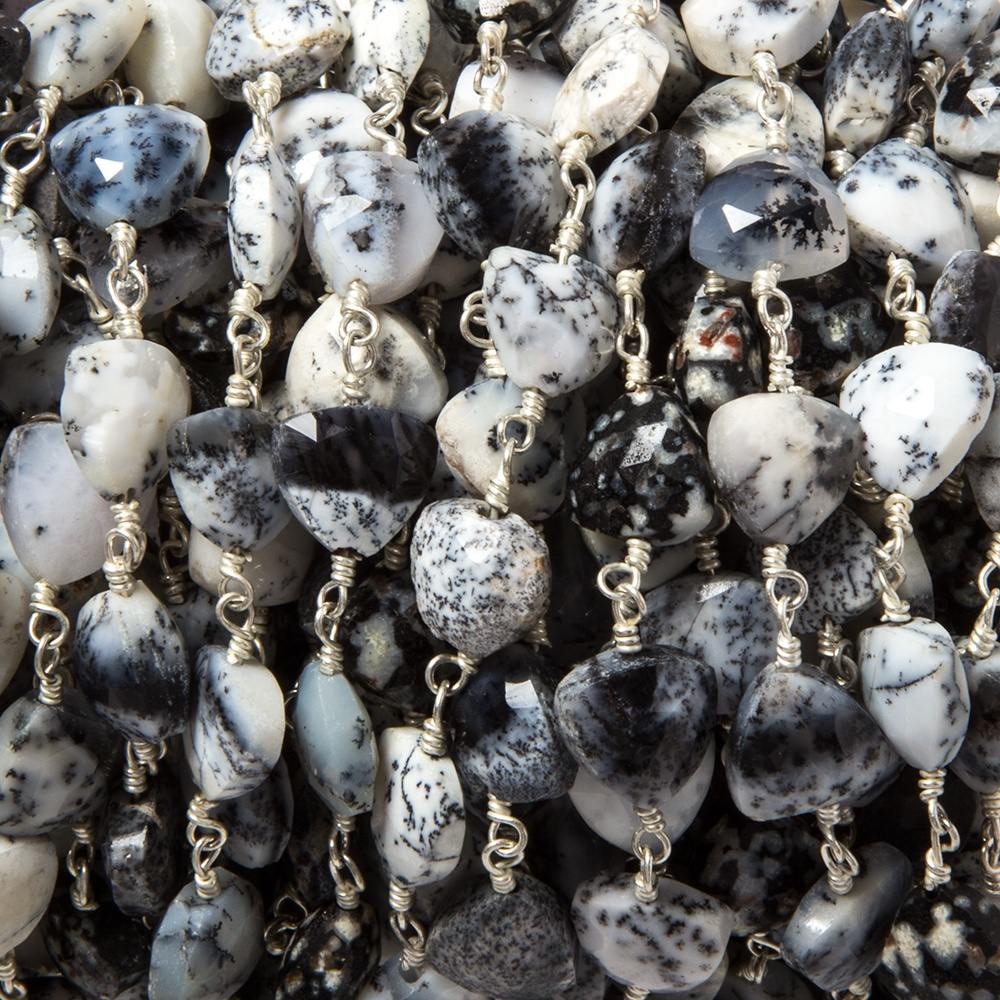 8mm Dendritic Opal triangle Silver plated Chain by the foot 22pcs (ONLINE ORDER ONLY)