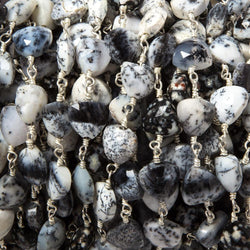 8mm Dendritic Opal triangle Silver plated Chain by the foot 22pcs (ONLINE ORDER ONLY)