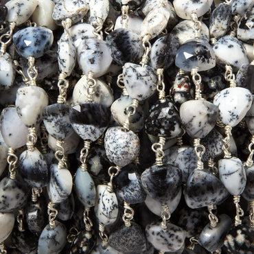 8mm Dendritic Opal triangle Silver plated Chain by the foot 22pcs (ONLINE ORDER ONLY)