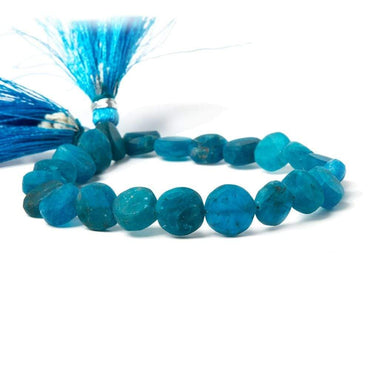 8mm Frosted Neon Apatite plain coin Beads 8 inch 22 pieces (ONLINE ORDER ONLY)