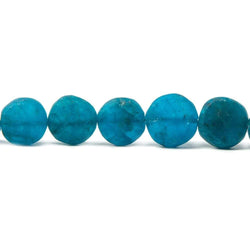 8mm Frosted Neon Apatite plain coin Beads 8 inch 22 pieces (ONLINE ORDER ONLY)