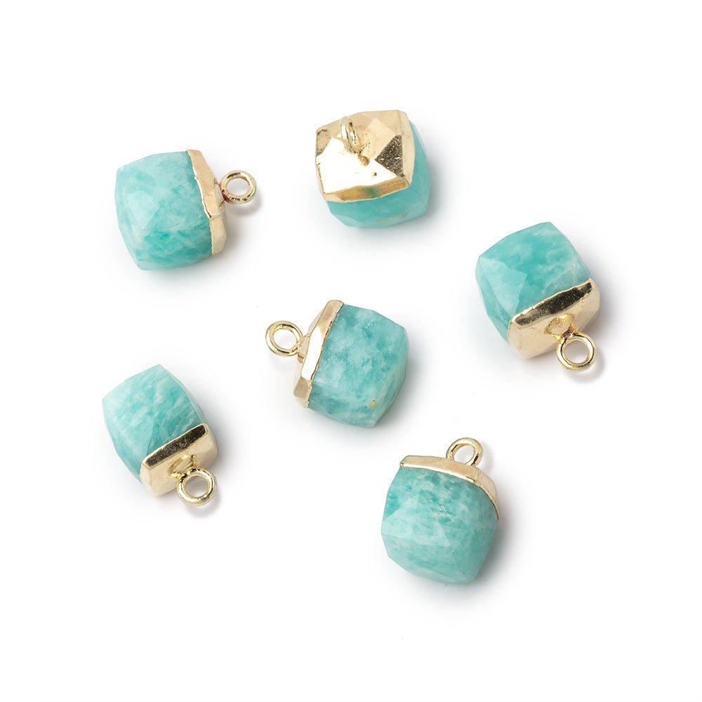 8mm Gold Leafed Amazonite Faceted Cube Focal Pendant 1 piece (ONLINE ORDER ONLY)