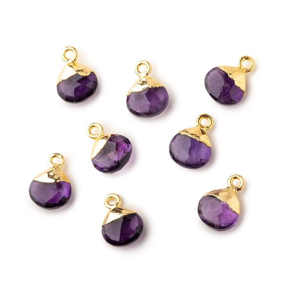 8mm Gold Leafed Amethyst faceted heart 1 focal bead (ONLINE ORDER ONLY)