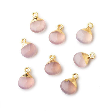 8mm Gold Leafed Blush Pink Chalcedony faceted heart 1 focal bead (ONLINE ORDER ONLY)