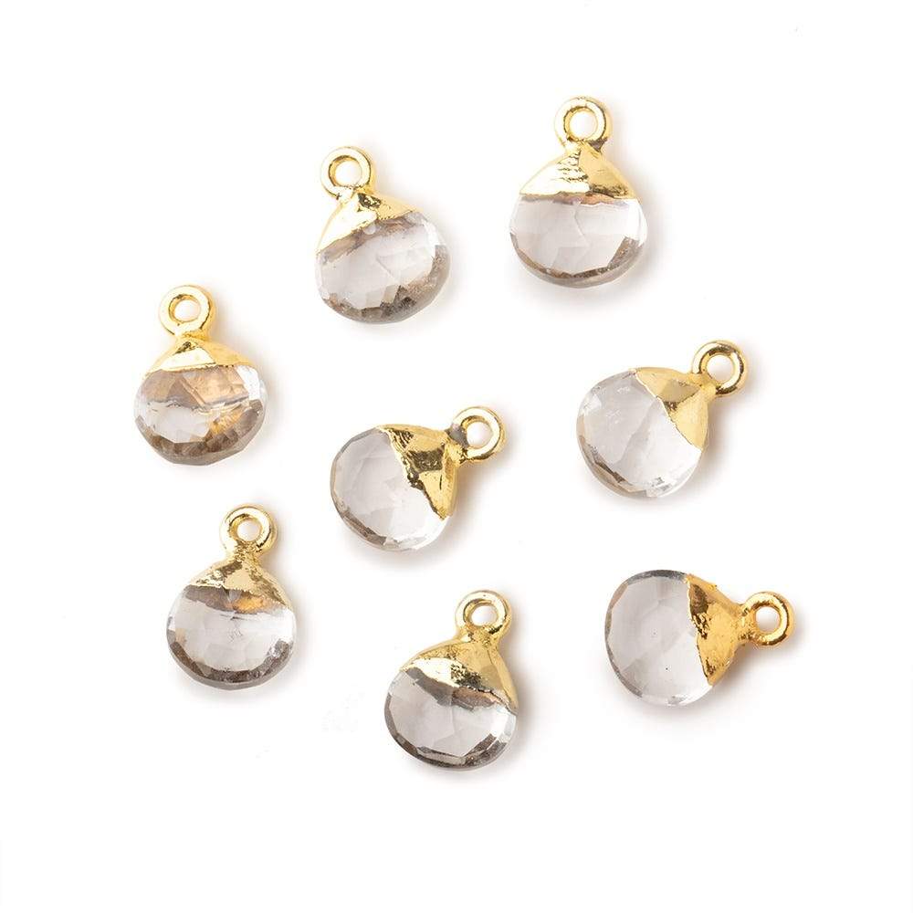 8mm Gold Leafed Crystal Quartz faceted heart 1 focal bead (ONLINE ORDER ONLY)