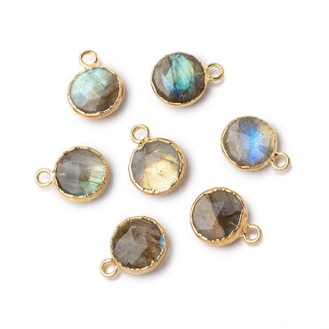 8mm Gold Leafed Labradorite Faceted Coin Focal Pendant 1 piece (ONLINE ORDER ONLY)