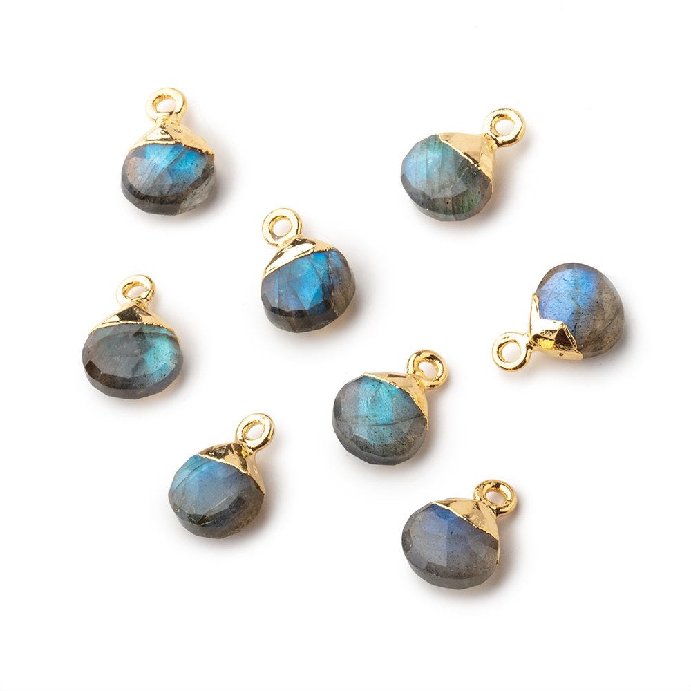 8mm Gold Leafed Labradorite faceted heart 1 focal bead (ONLINE ORDER ONLY)