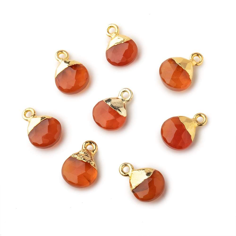 8mm Gold Leafed Orange Chalcedony faceted heart 1 focal bead (ONLINE ORDER ONLY)