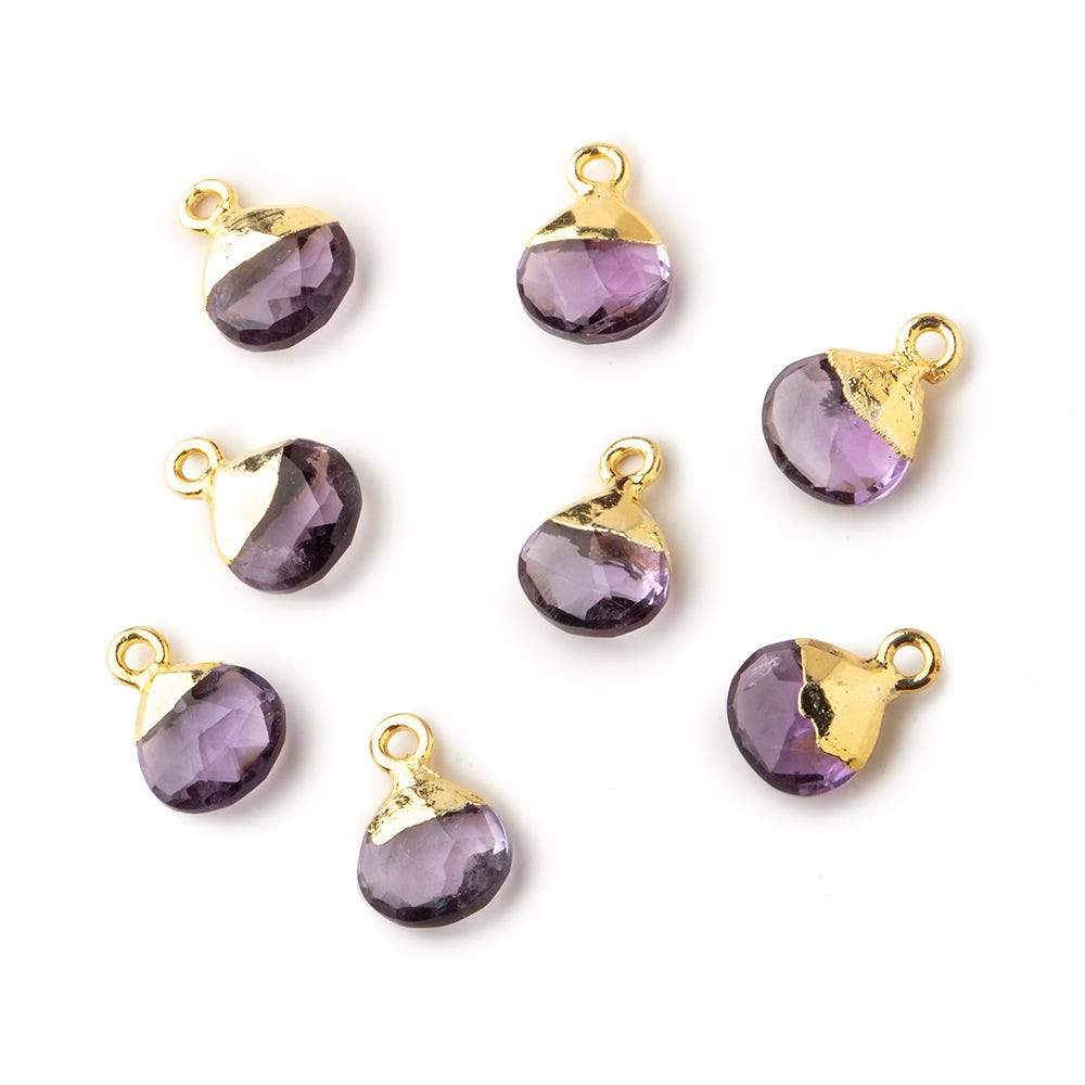 8mm Gold Leafed Pink Amethyst faceted heart 1 focal bead (ONLINE ORDER ONLY)