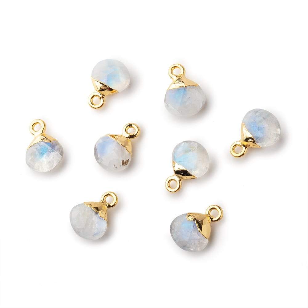 8mm Gold Leafed Rainbow Moonstone faceted heart 1 focal bead (ONLINE ORDER ONLY)