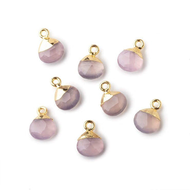 8mm Gold Leafed Rose Pink Chalcedony faceted heart 1 focal bead (ONLINE ORDER ONLY)