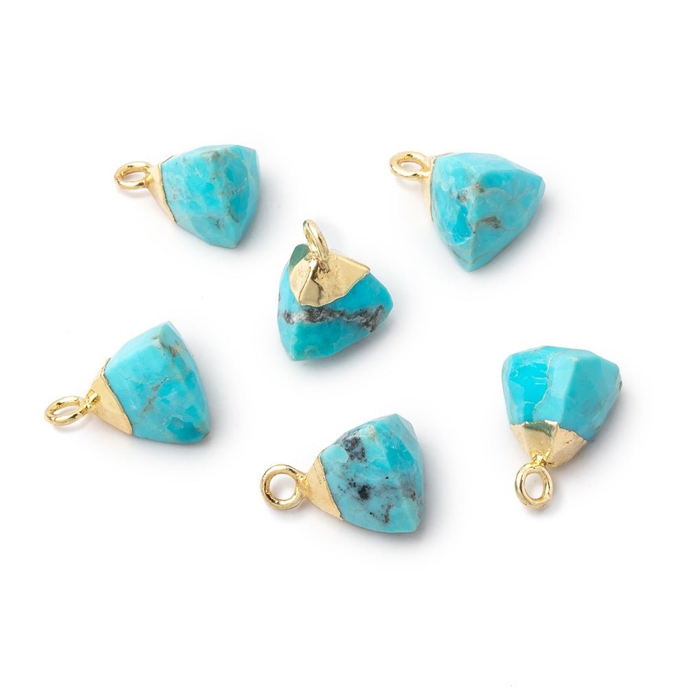 8mm Gold Leafed Turquoise Howlite Faceted Trillion Focal Pendant 1 piece (ONLINE ORDER ONLY)