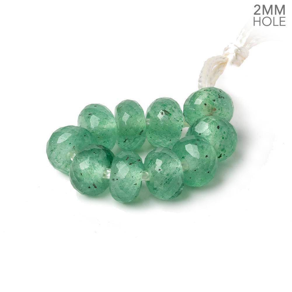 8mm Green Aventurine 2mm Large Hole Faceted Rondelle Bead Set of 10 (ONLINE ORDER ONLY)